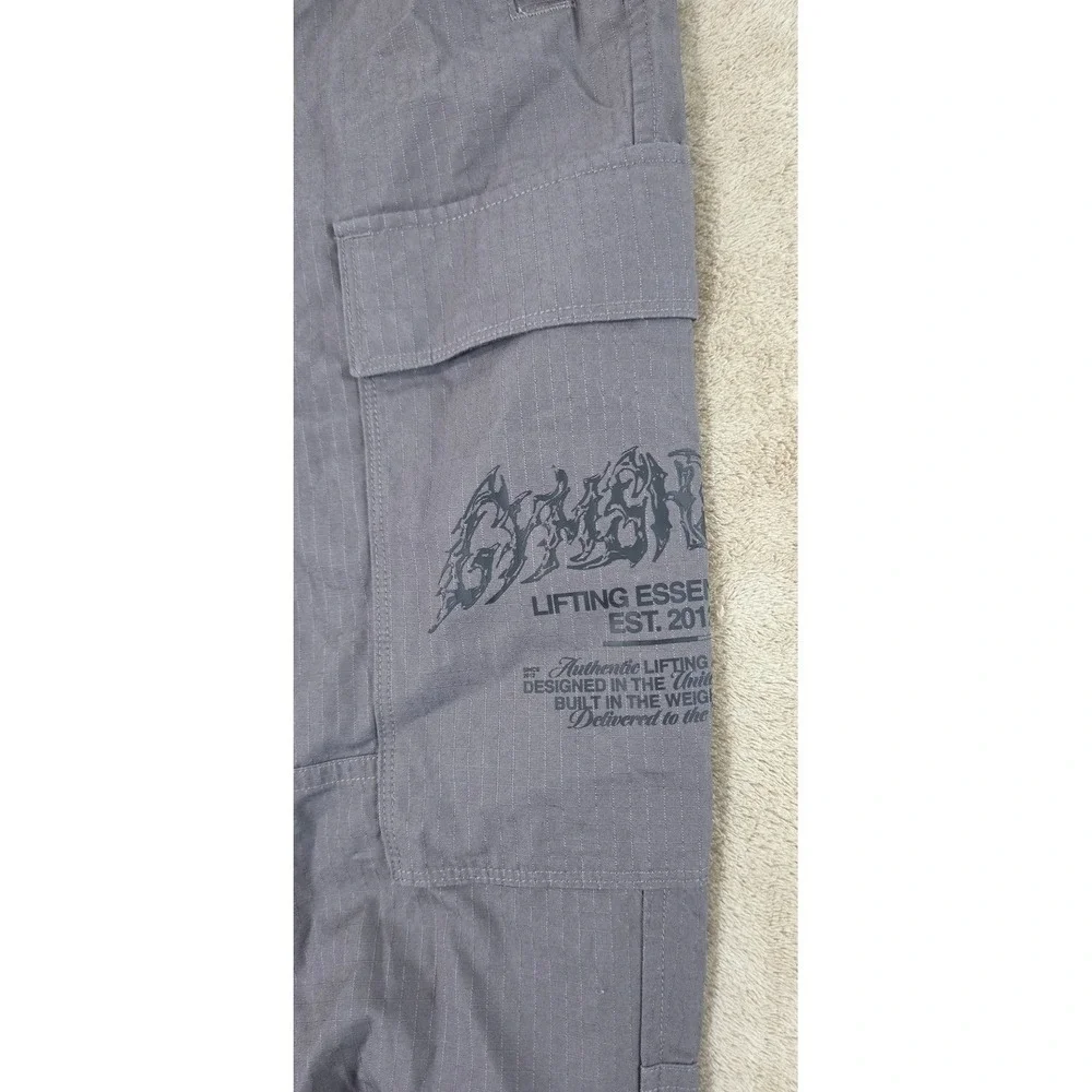Gymshark Ripstop Cargo Pants Men's Size Small Color Gray Drawstring GOOD